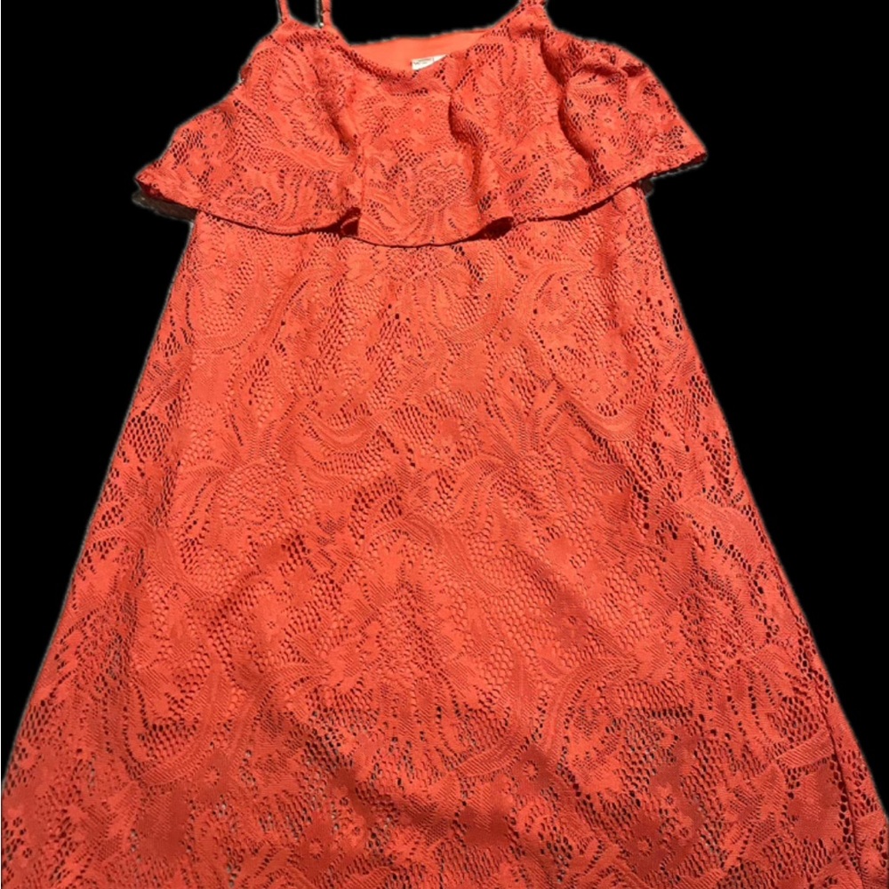 Emma & Michele Orange Ruffled Tiered Sundress